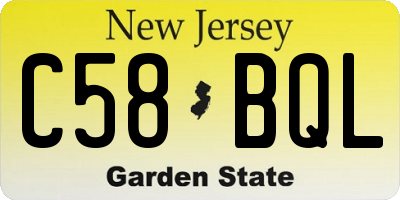 NJ license plate C58BQL