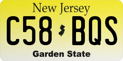 NJ license plate C58BQS