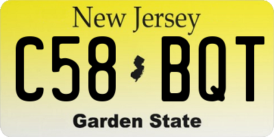 NJ license plate C58BQT