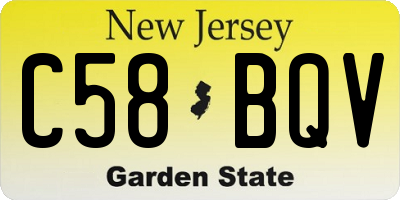 NJ license plate C58BQV