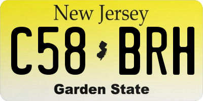 NJ license plate C58BRH