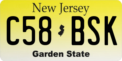NJ license plate C58BSK
