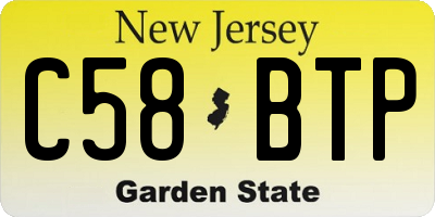 NJ license plate C58BTP