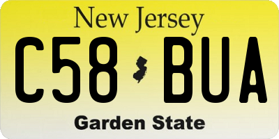 NJ license plate C58BUA