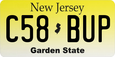 NJ license plate C58BUP