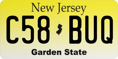 NJ license plate C58BUQ