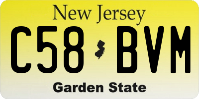 NJ license plate C58BVM