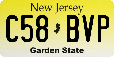 NJ license plate C58BVP