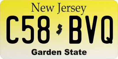 NJ license plate C58BVQ