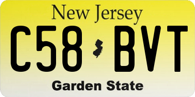 NJ license plate C58BVT