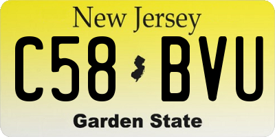 NJ license plate C58BVU