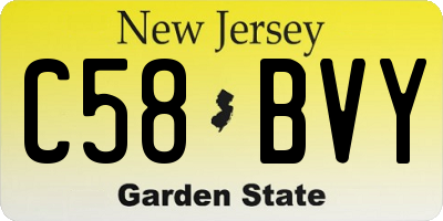 NJ license plate C58BVY