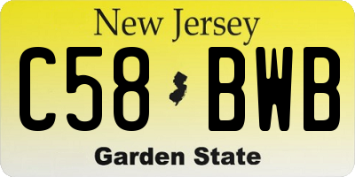NJ license plate C58BWB