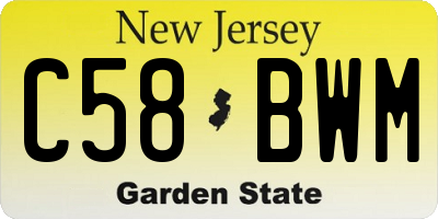 NJ license plate C58BWM
