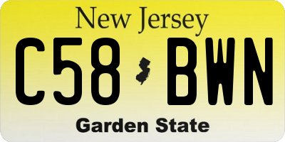 NJ license plate C58BWN