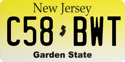 NJ license plate C58BWT