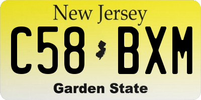 NJ license plate C58BXM