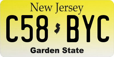 NJ license plate C58BYC