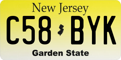 NJ license plate C58BYK
