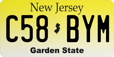 NJ license plate C58BYM