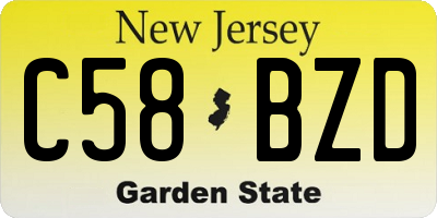 NJ license plate C58BZD