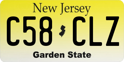NJ license plate C58CLZ