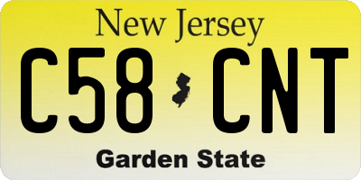 NJ license plate C58CNT