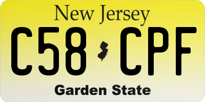 NJ license plate C58CPF