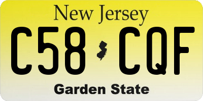 NJ license plate C58CQF