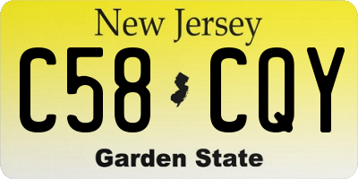 NJ license plate C58CQY