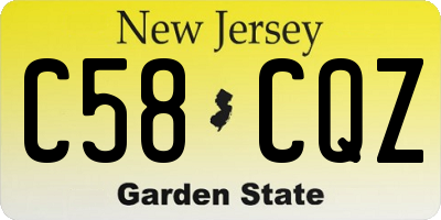 NJ license plate C58CQZ