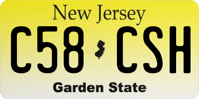NJ license plate C58CSH