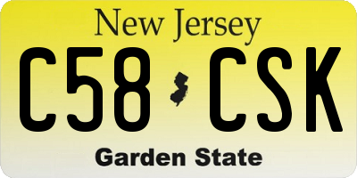 NJ license plate C58CSK