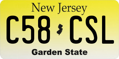 NJ license plate C58CSL