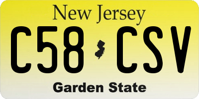 NJ license plate C58CSV