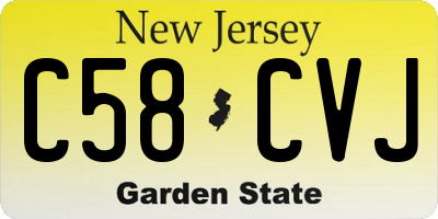 NJ license plate C58CVJ