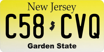 NJ license plate C58CVQ