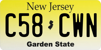 NJ license plate C58CWN
