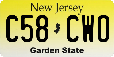 NJ license plate C58CWO