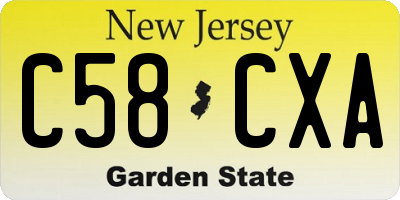 NJ license plate C58CXA