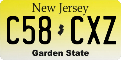NJ license plate C58CXZ