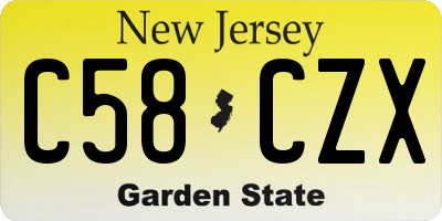 NJ license plate C58CZX
