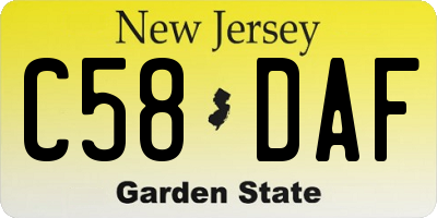 NJ license plate C58DAF