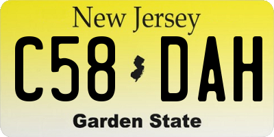 NJ license plate C58DAH