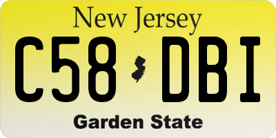 NJ license plate C58DBI
