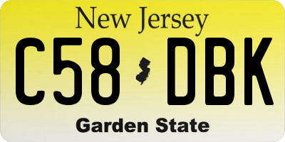 NJ license plate C58DBK