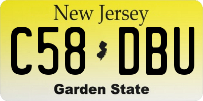NJ license plate C58DBU