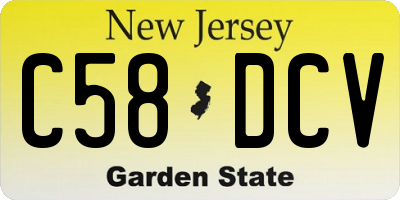 NJ license plate C58DCV