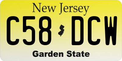 NJ license plate C58DCW