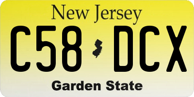 NJ license plate C58DCX